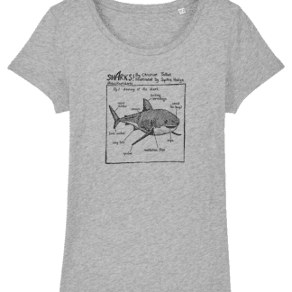 Anatomy Of A Shark - Ladies Fit Hand Printed Cotton T-Shirt