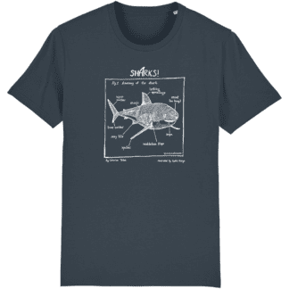 Anatomy Of A Shark - Unisex Hand Printed Cotton T-Shirt