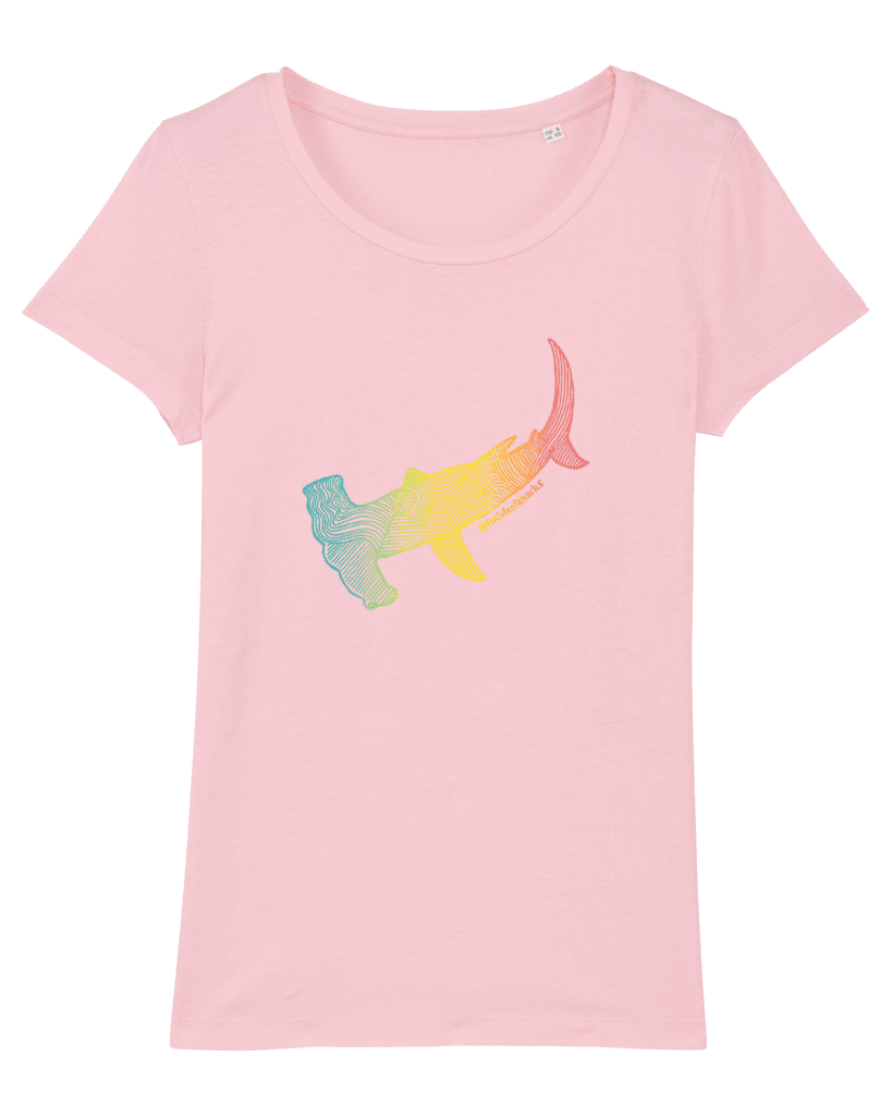 Hammerhead Shark - Ladies Fit Hand Printed Cotton T-Shirt