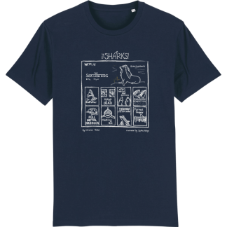 Wetflix – Unisex Hand Printed Cotton T-Shirt in French Navy with white print