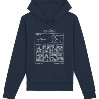 Wetflix – Unisex Hand Printed Hoodie in French Navy with white print